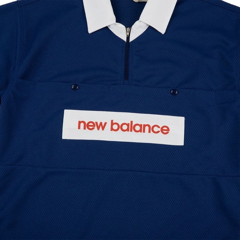 New Balance Made in USA Relaxed Mesh Zip Polo Shirt Inkwell Blue XXL $195 Jersey - Picture 10 of 10